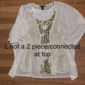 Elegant White and Gold Sequin Women's Top